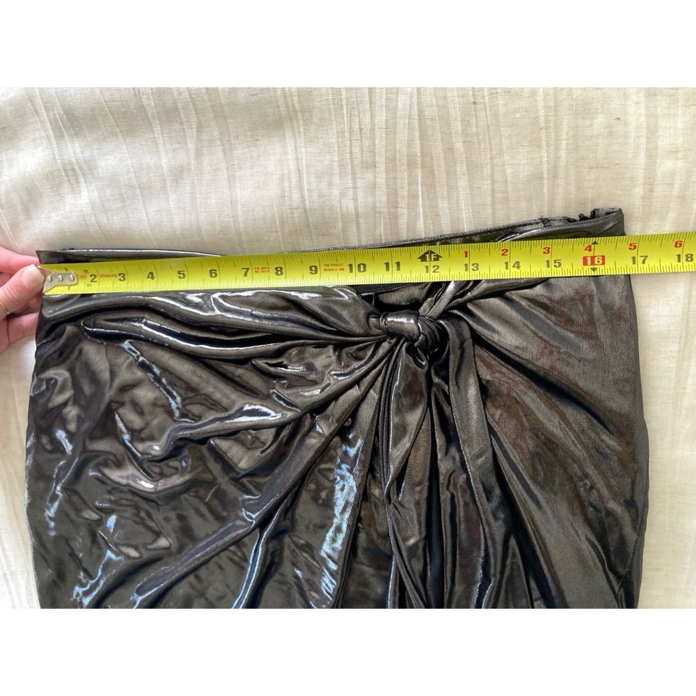 RELISTED NWOT Zara Metallic Gunmetal Wrap Style Tie Waist Mini Skirt - Picture 14 of 15